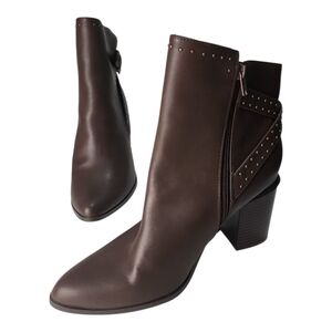 NWOB City Chic Wide Booties With Stud Detail Sz 10W (41) Chocolate Brown Stylish